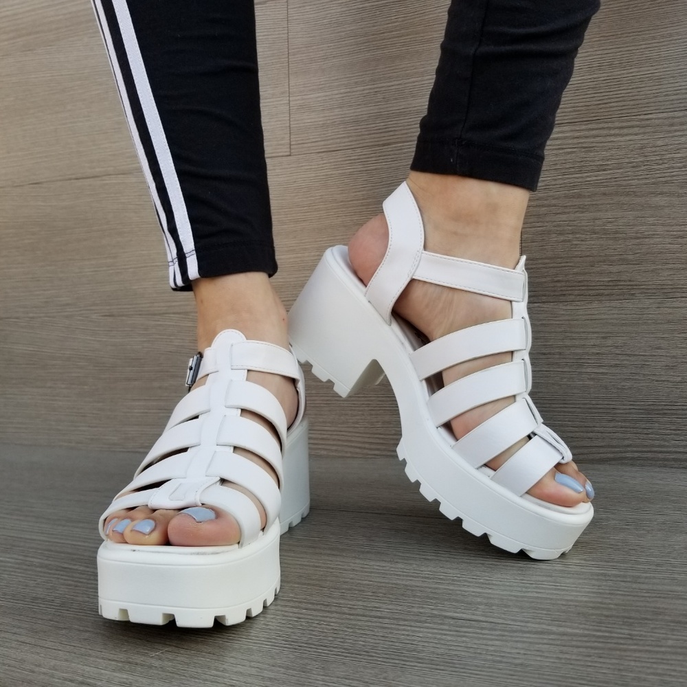 Open Toe 90's Grunge Look Chunky Summer Shoes - Picture 5 of 7